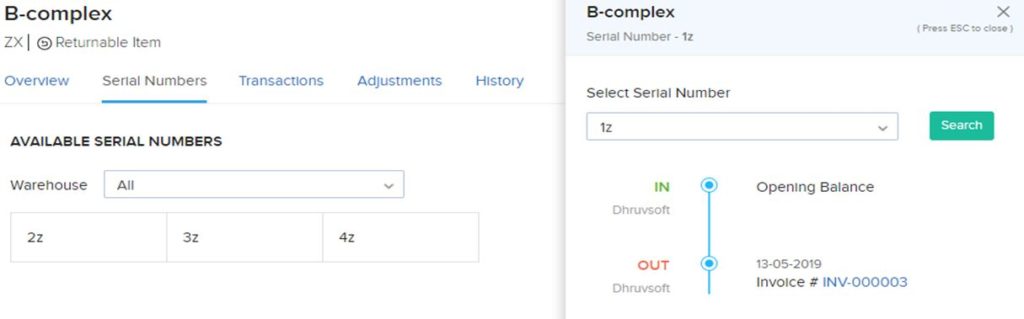 zoho inventory advanced tracking