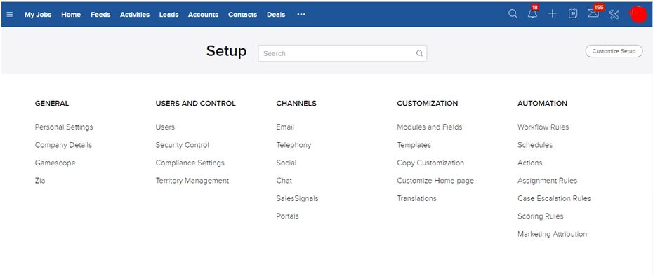 Customizing-Setup-Page-in-zoho-crm