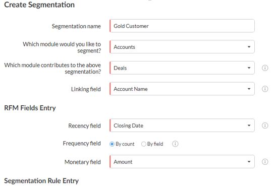 zoho Customer segmentation form