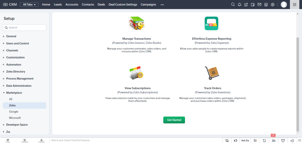 Get Started with Zoho CRM software