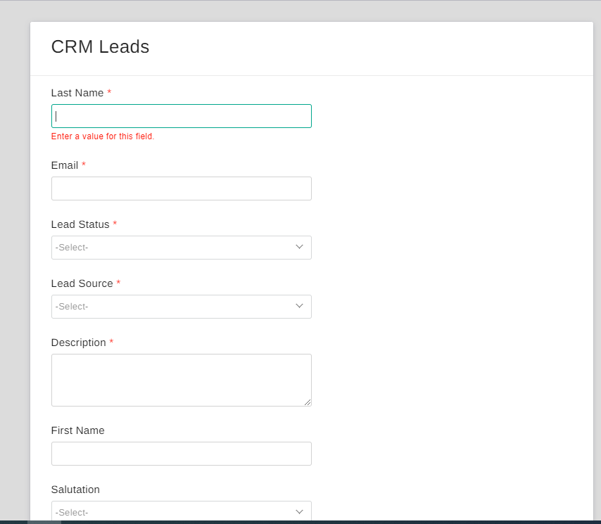 CRM Lead form 