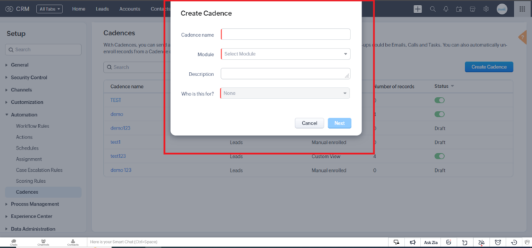 How to use Cadences in Zoho CRM